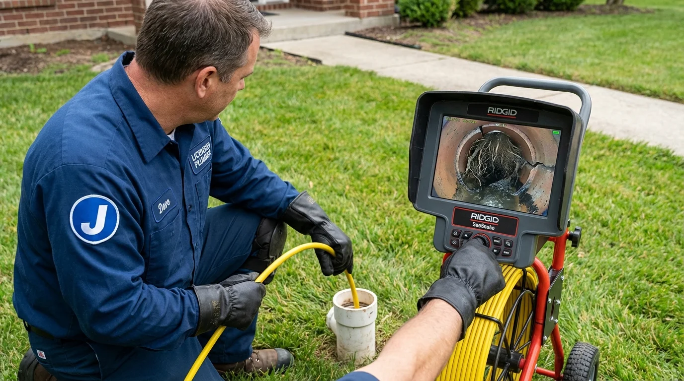 Sewer camera inspection being performed by Johns Plumbing LLC in Social Circle