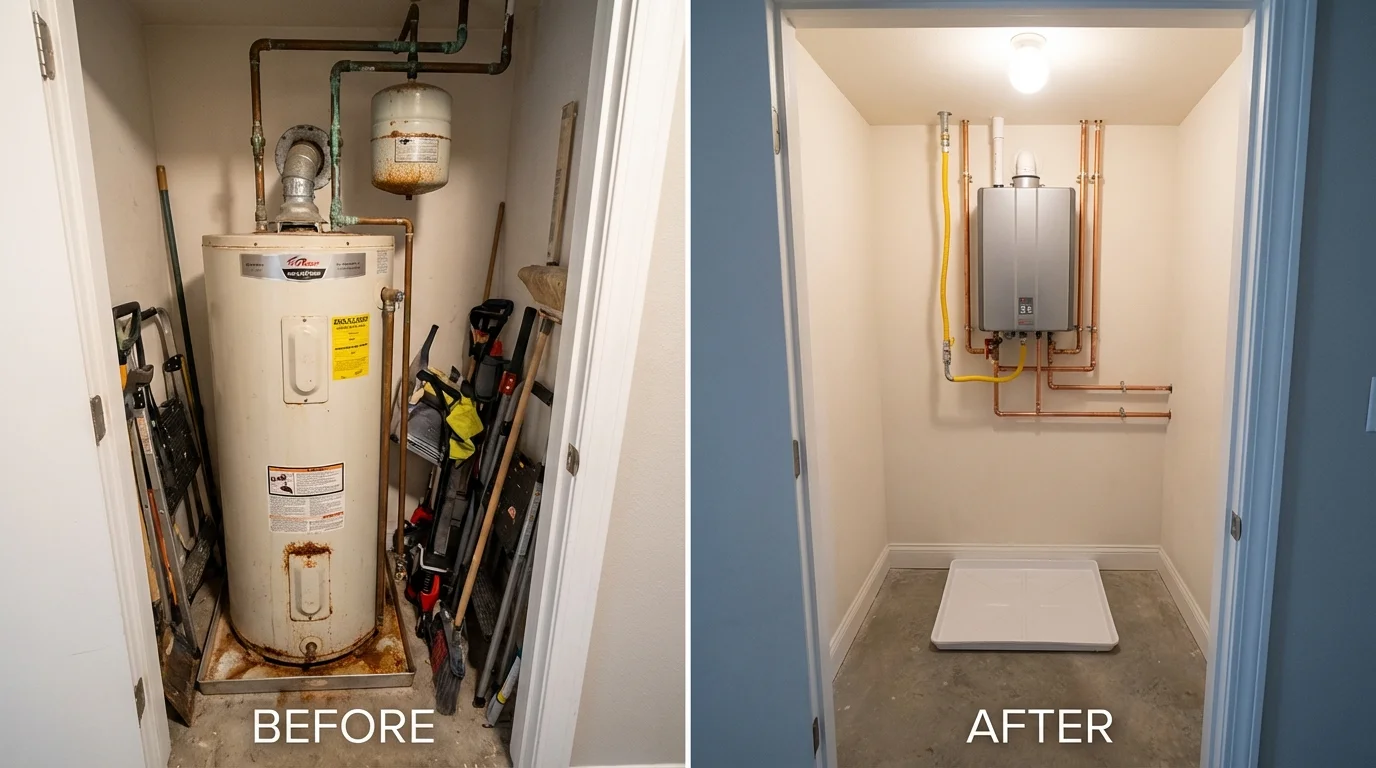 Tank water heater versus wall-mounted tankless unit comparison for Social Circle, GA homeowners