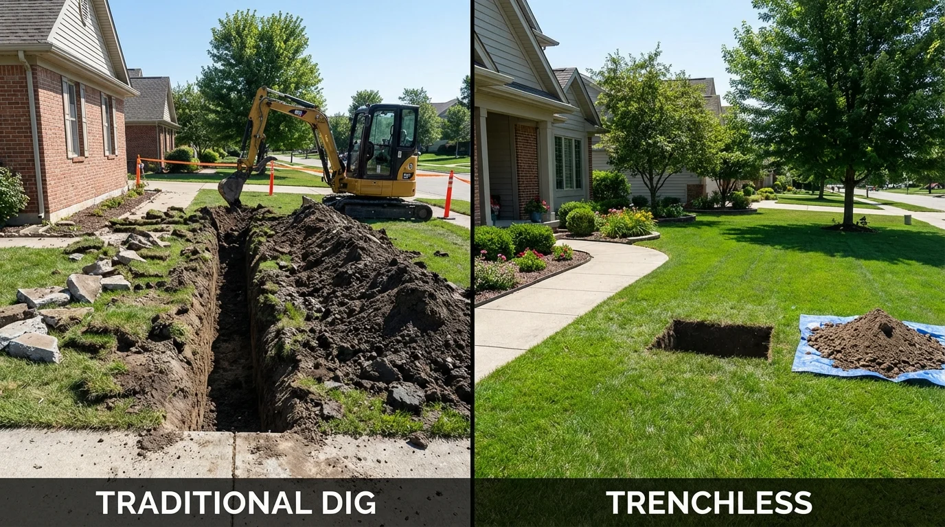 Trenchless sewer repair with minimal yard damage versus traditional excavation in Social Circle, GA